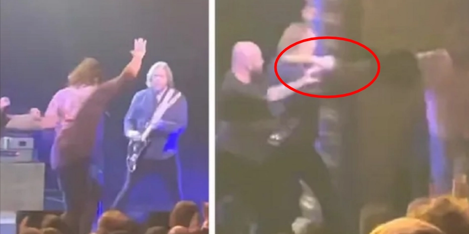Løb på scenen under rockkoncert – så blev guitaren pludselig et våben