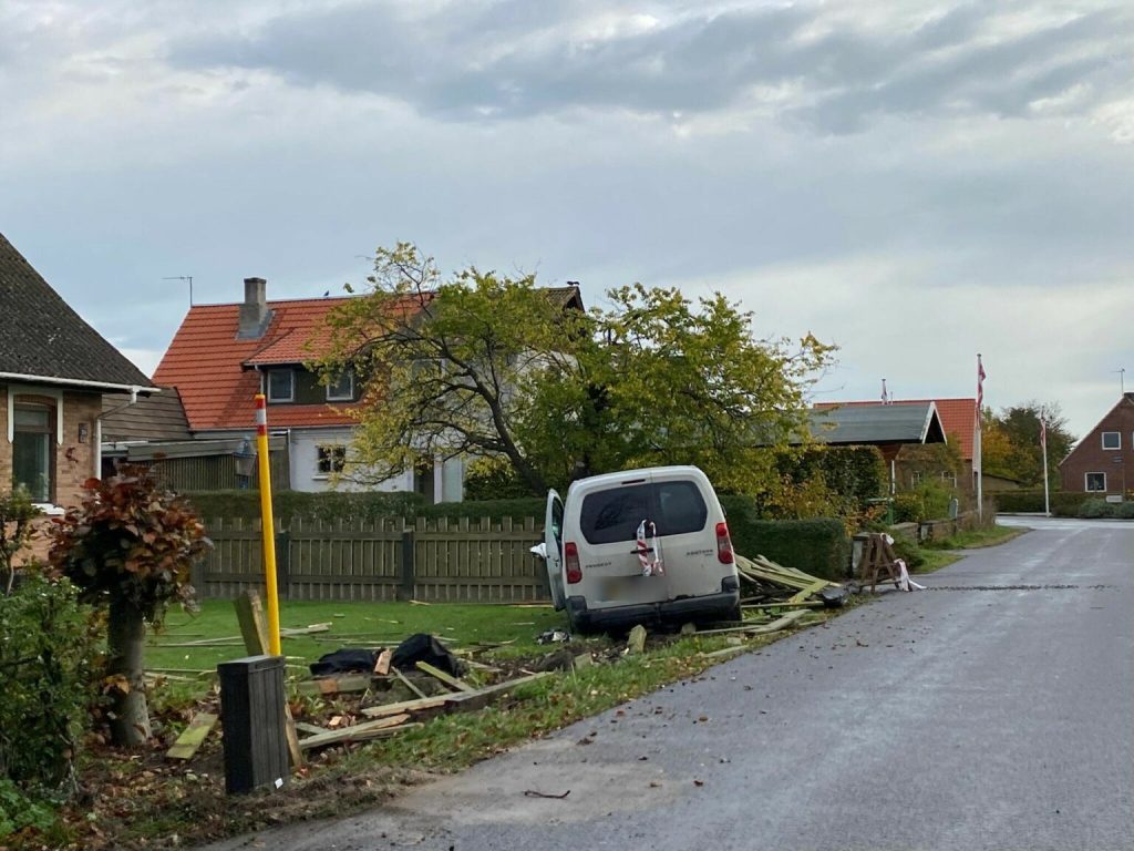 Bil brager ind i have på villavej