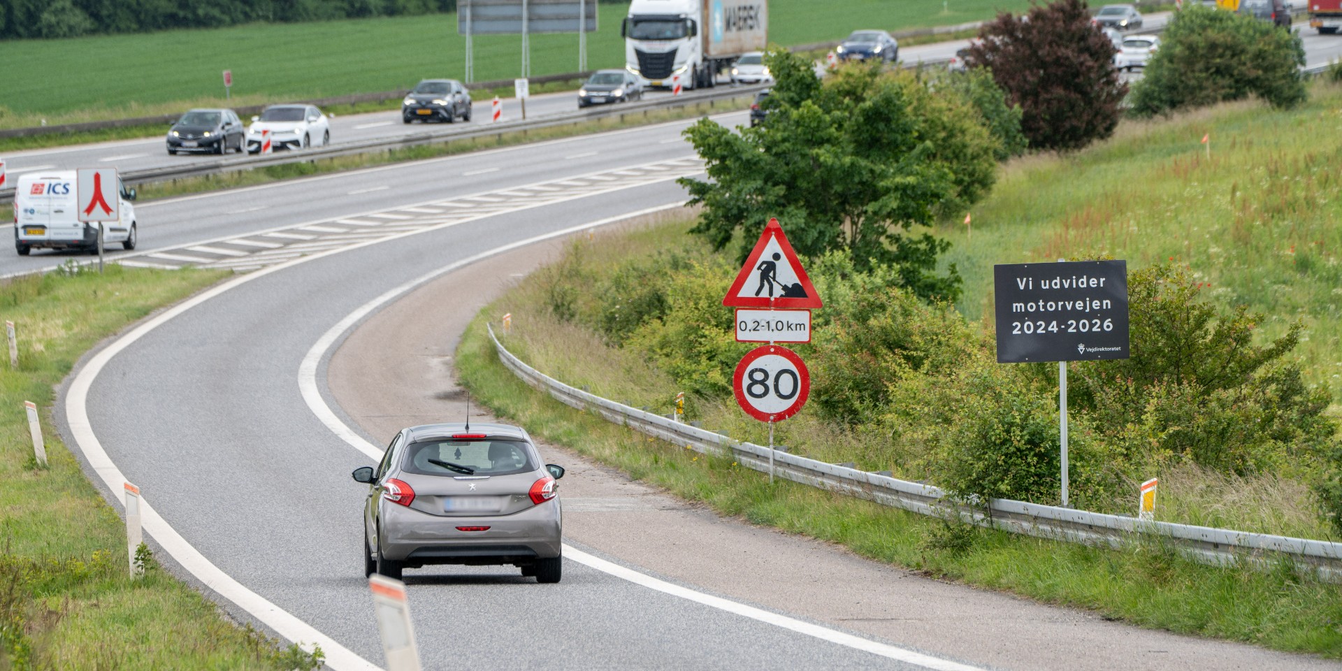 Motorvej spærres 5 aftener og nætter på grund af vejarbejde
