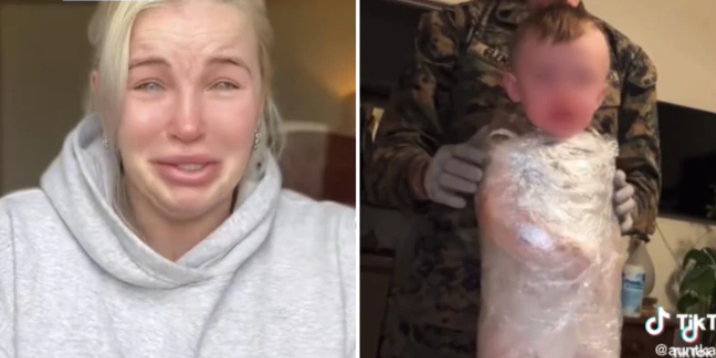 Pakkede sit barn ind i plastik – så bankede politiet på døren